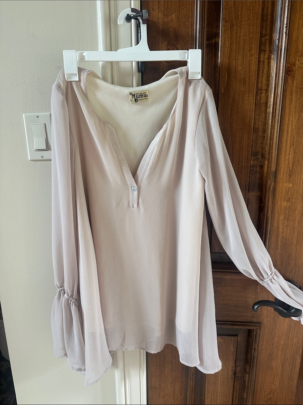 Show Me Your MuMu Blush Blouse - V-Neck Long Sleeve Sz Small Flowy style
